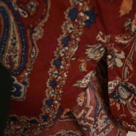 LUCKY BRAND Floral Self-Tie Cuff Floral Boho Chic Henley Peasant Blouse Medium - Picture 7 of 11